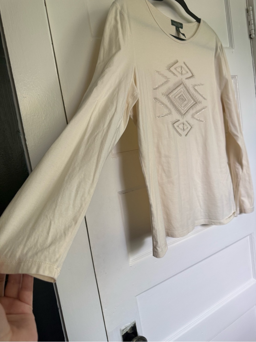Vintage Ralph Lauren Ivory Long-Sleeve SouthWestern-Inspired Beaded Design XL - Picture 5 of 10
